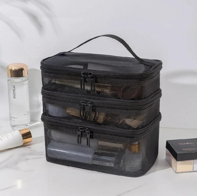 Dames Transparante Mesh Reizen Cosmetische Tas Make-up en Toiletartikelen Kit Opbergtas Make-up Organizer Tas