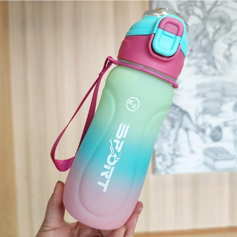 Water Bottle With Gradient Design And One Press Lid For Outdoor Travel And Students