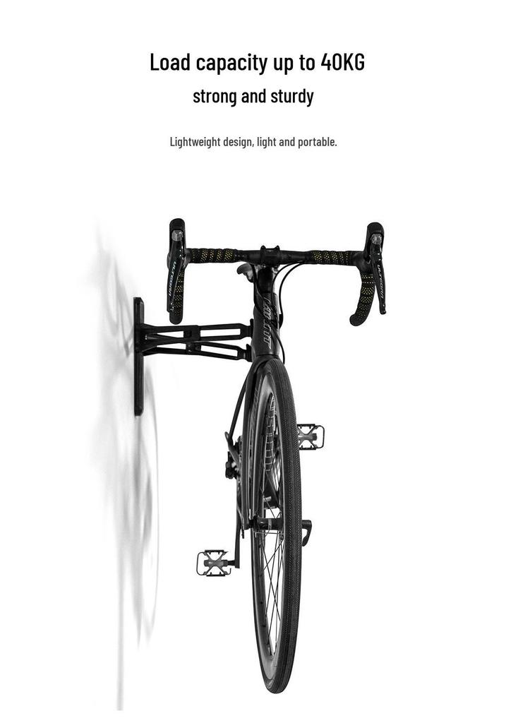 Adjustable Bicycle Wall Mount Rack with Silicone Protection, 40kg Capacity, Space-Saving Design.