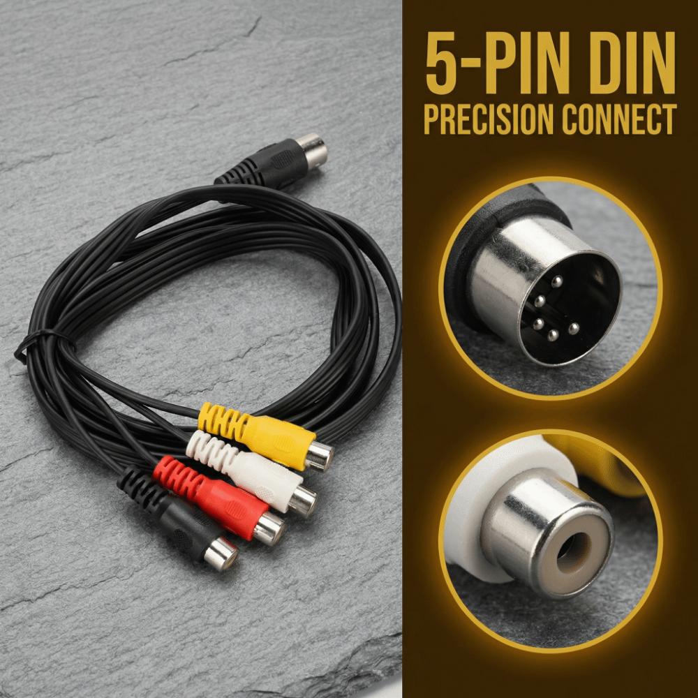 Professional 5 Pin Male Din to 4RCA Female Cable Plug and Play Conversion Cord  Phono
