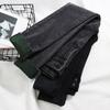 Women's Double Button High Waist Skinny Jeans - Black, Thick Fleece Lined, Slim Fit for Autumn & Winter 2023