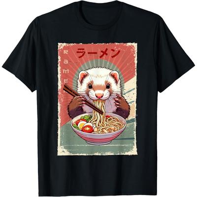 Frettchen isst Ramen Japanische Nudelsuppe T-Shirt