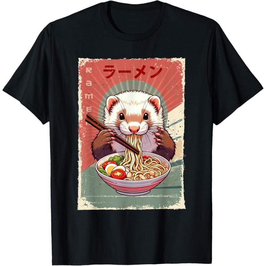 

Ferret Eating Ramen Japanese Noodles Soup T-Shirt XXXXXL чёрный