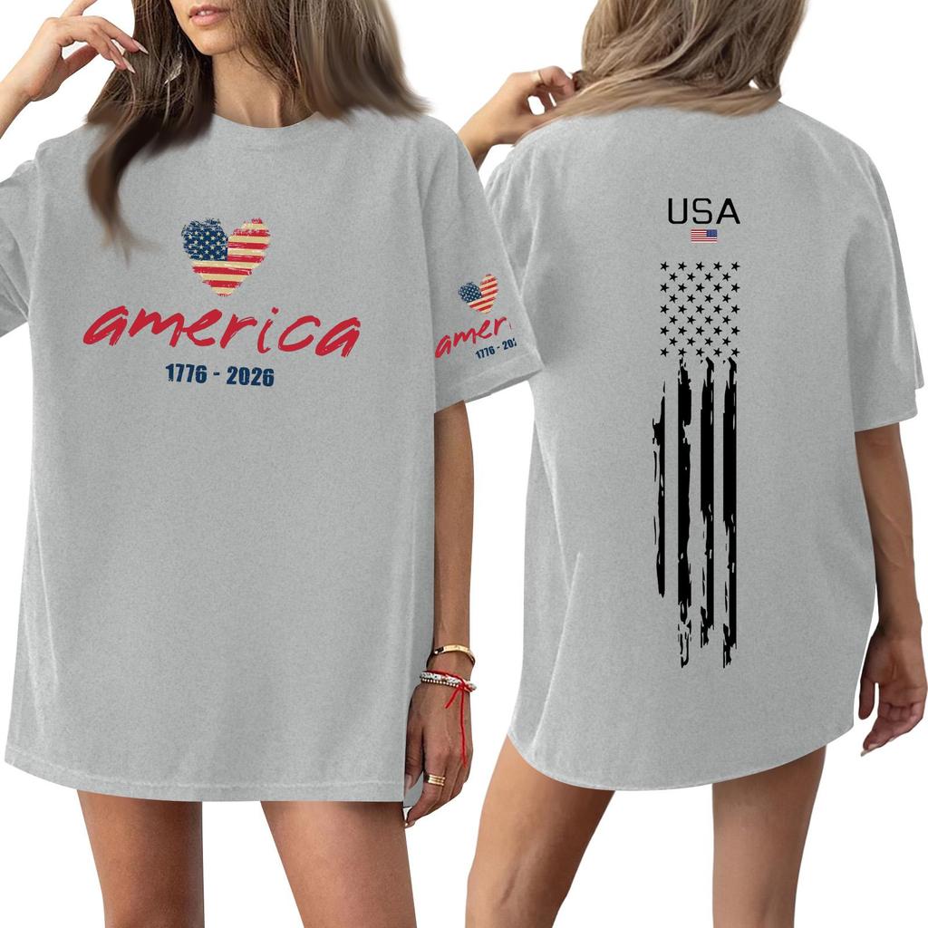 Women's Casual Fashion Round Neck Casual Print Short Sleeve T-Shirt Top