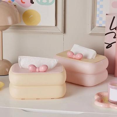 Mode Creme Stil Dopamin Taschentuchbox Wandmontiert Großes Fassungsvermögen Papier Schubladenbox mit Feder Servietten Aufbewahrungsbox Couchtisch