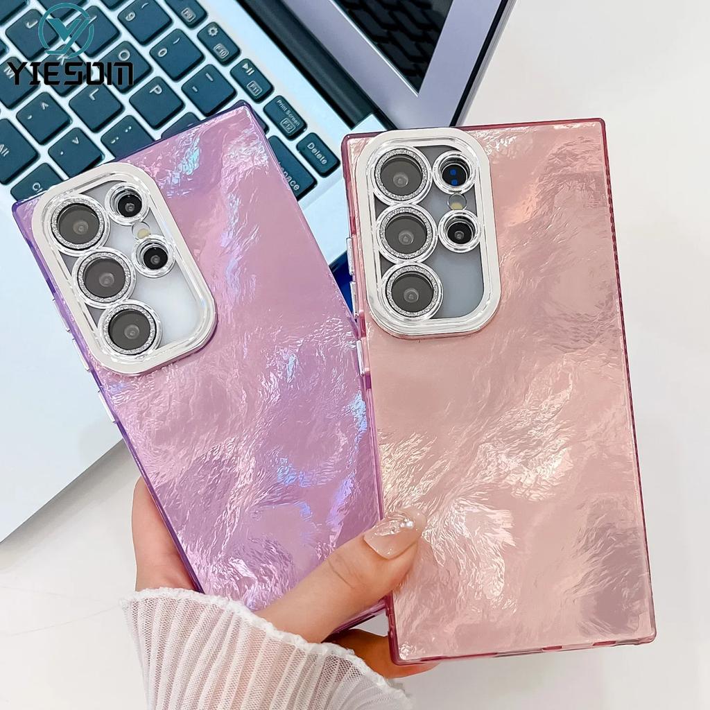 Laser Fold Tinfoil Phone Case for Samsung Galaxy S26 S25 S24 S23 Ultra S26 Plus S24FE Shockproof Glitter Camera Protection Cover
