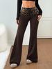 Pantalon évasé taille moyenne imprimé léopard euro-américain - Confortable, Tendance, Amincissant Vêtement décontracté Printemps/Été