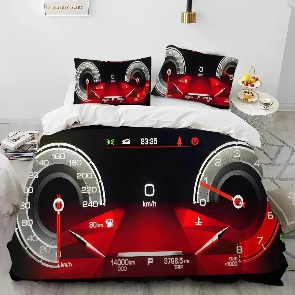 3D Racing Car Dashboard Comforter Bedding Set,Duvet Cover Bed Set Quilt Cover Pillowcase,King Queen Size Bedding Set Adult Boys