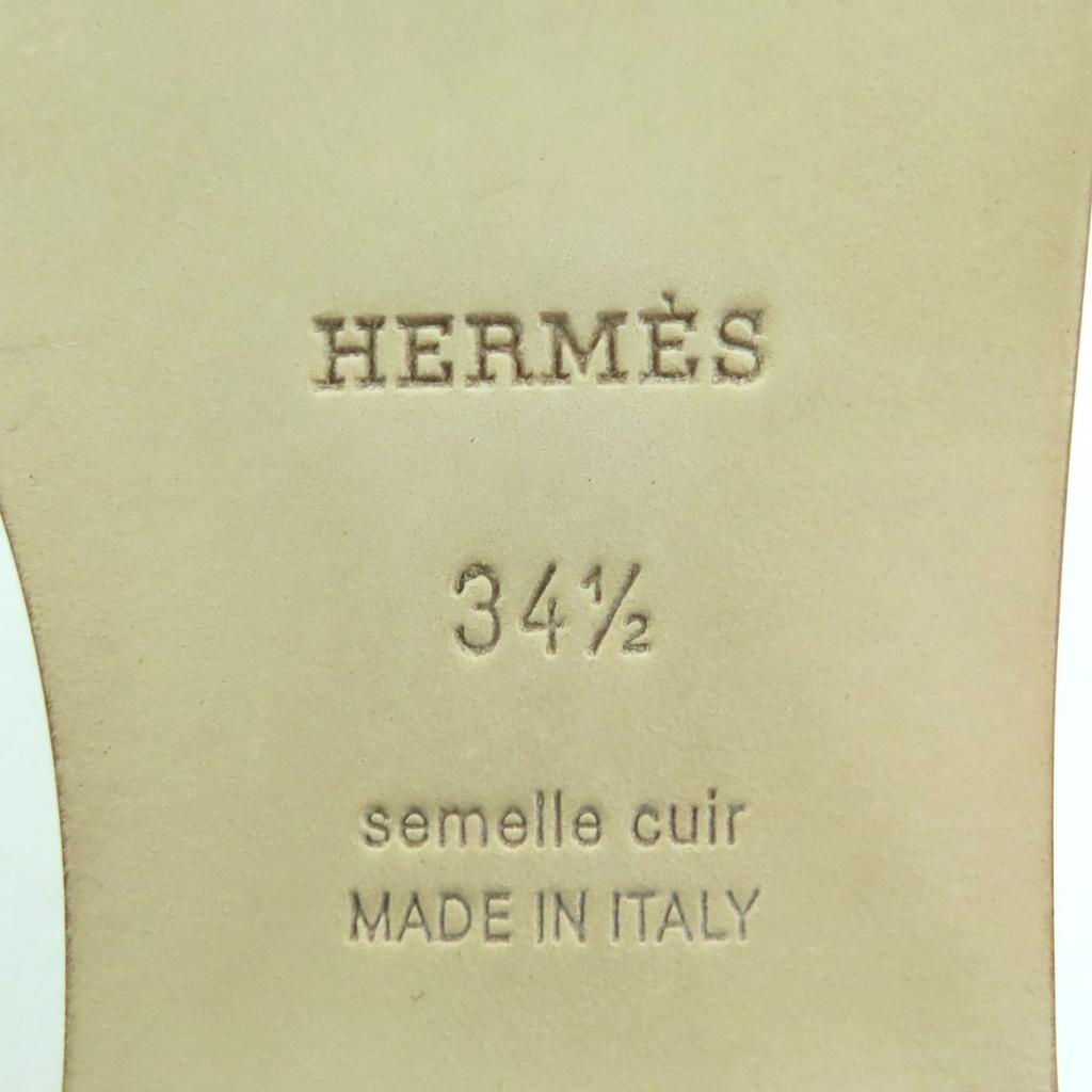 Pristine HERMES Sandals Sandals Oran White Box Scarf Leather Women 34.5 Used