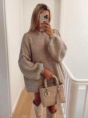 Pull Tricoté Col Rond Style Européen & Américain pour Femmes Printemps & Automne - A34318