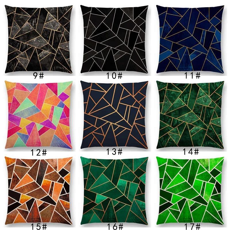 Neu Weiß Lila Schwarz Blau Rosa Bunt Abstrakt Geometrisch Dreiecke Goldene Linien Regenbogensteine Kissenbezug Dekokissenbezug