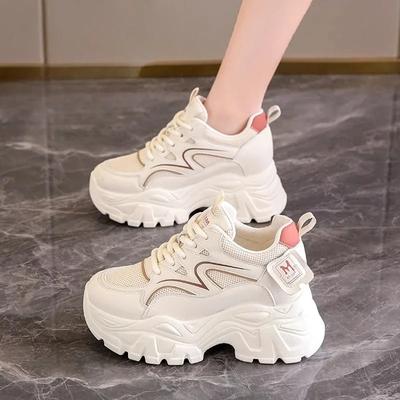 Fashion Breathable Mesh Platform Sneakers Women Spring Summer Thick Bottom Vulcanize Shoes Ladies Lace-Up Non-Slip Casual Shoes