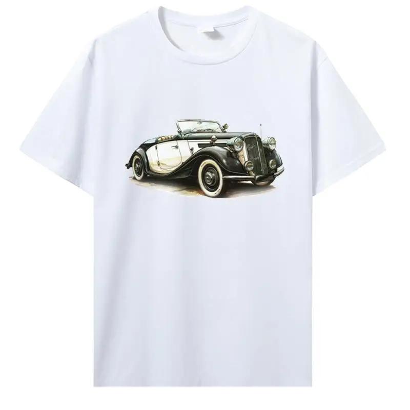 Classic Car Tops T Shirt Classic Car Pattern TShirt For Men Creative Graphic O-neck Custom Printed Cotton T-shirt 42819