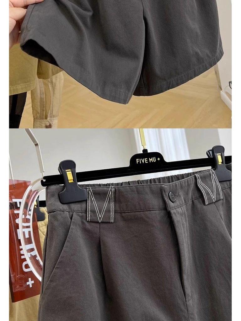 Plus Size High-Waisted Retro Casual Cargo Shorts for Women - Summer Stylish Loose Wide-Leg Pants 