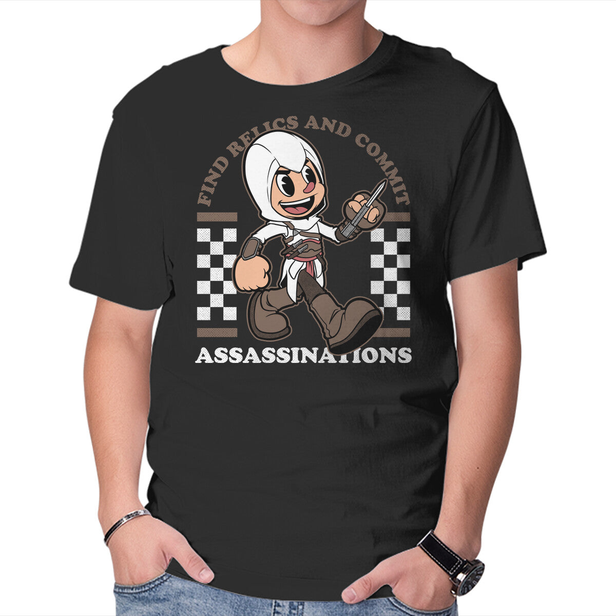 Unisex Crew Neck T-Shirt Game Mascot Assassin Graphic Short Sleeve Casual Tee S