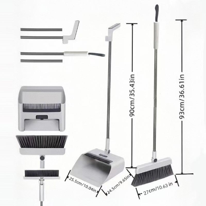 Effortless Home Cleaning with 3 in 1 Design Long Handled Floor Brush and Dustpan Set for All Surfaces
