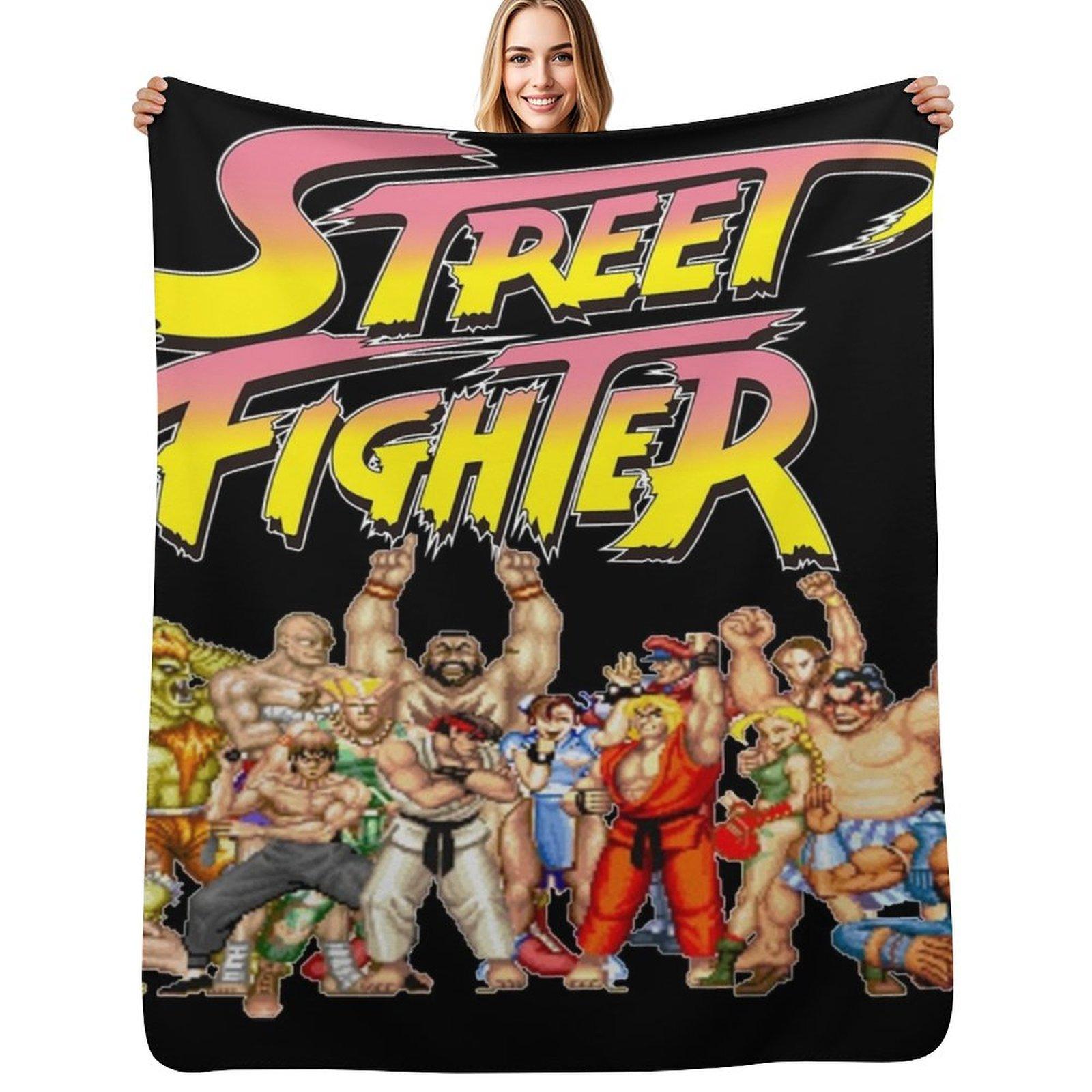 Street Fighter retro game Throw Blanket Faux Fur Soft Warm Blanket for Bed Size: 75*100cm, Weight: 230 GSM