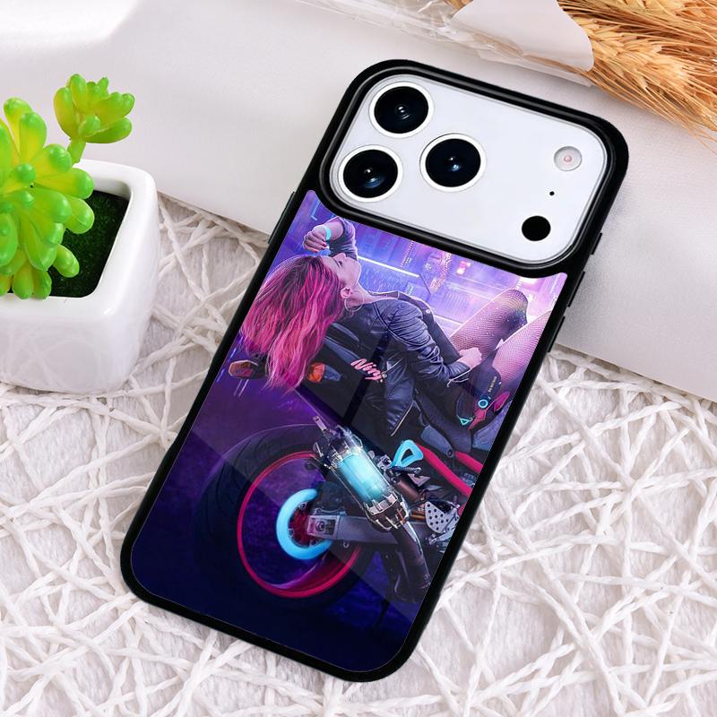 Neon Motorcycle Biker Shockproof Phone Case for iPhone 17 Air 16e 15 11 12 14 13 Pro Max Cover Coque