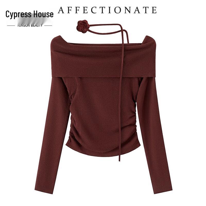 

Si Ba She Elegant Slim-Fit Off-Shoulder Knit Top M