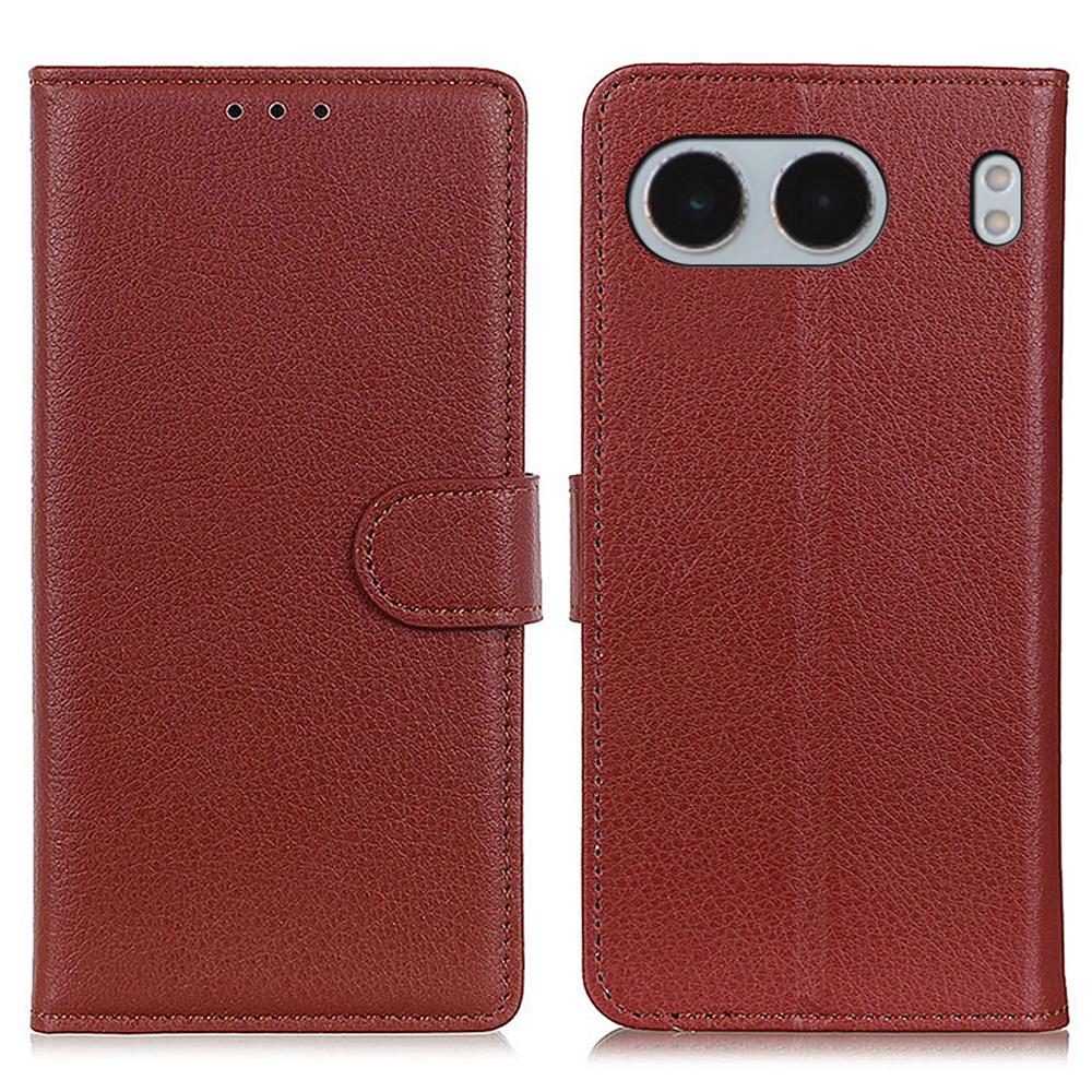 

For OnePlus Nord 4 Wallet Case PU Leather Phone Cover Litchi Texture Brown