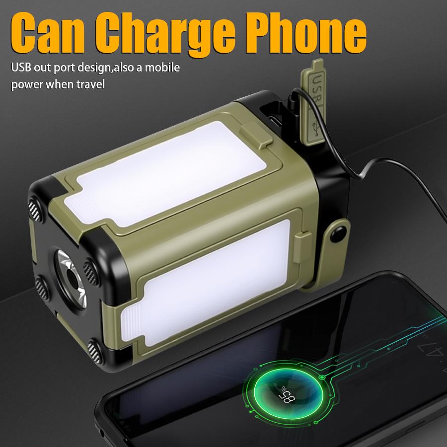 Solar rechargeable LED camping light, barbecue light, 4-leaf folding tent light, atmosphere light, outdoor emergency lighting flashlight