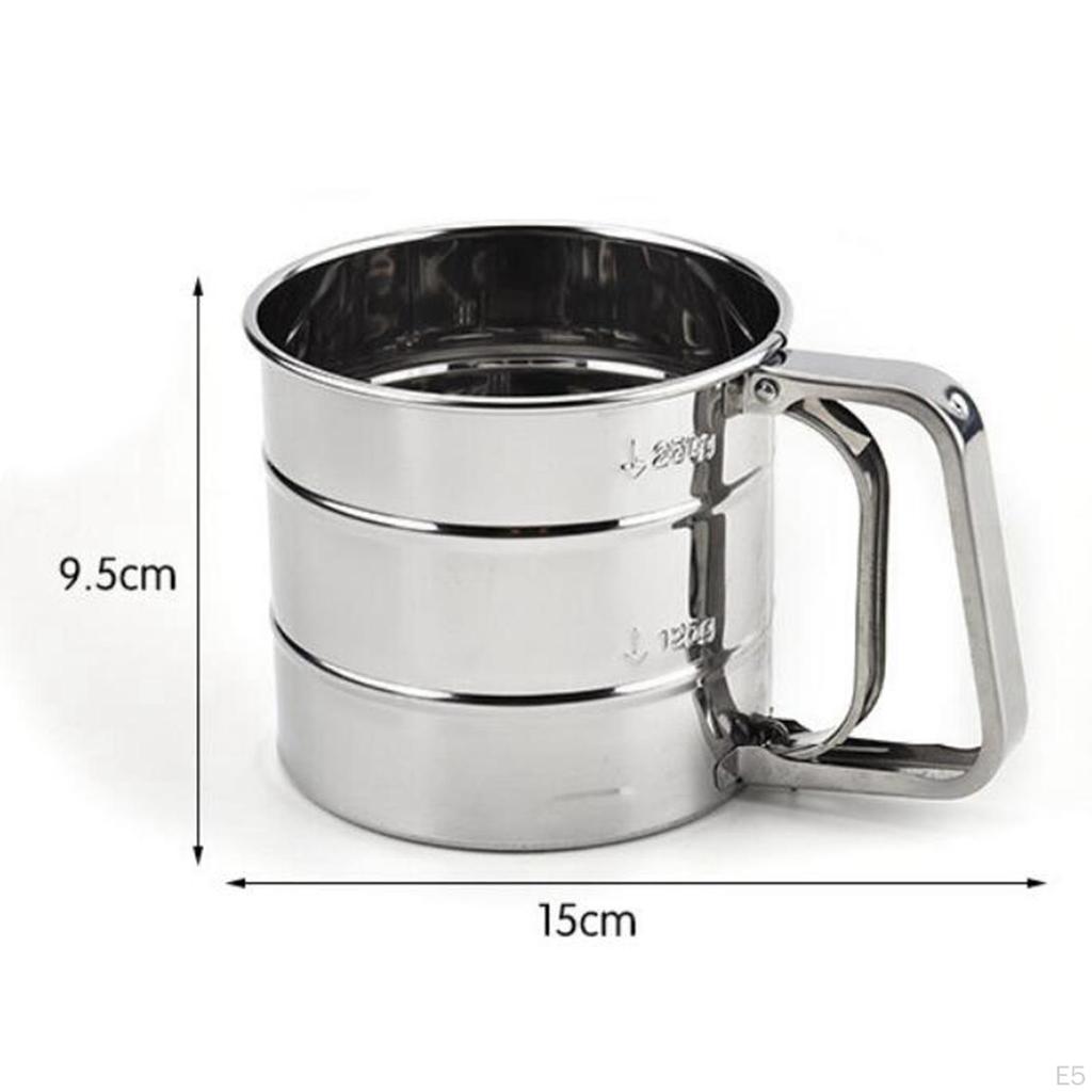 Mehlsiebbecher, Manuelles Backsieb-Netz, Edelstahl-Schüttler, Feinmaschig für