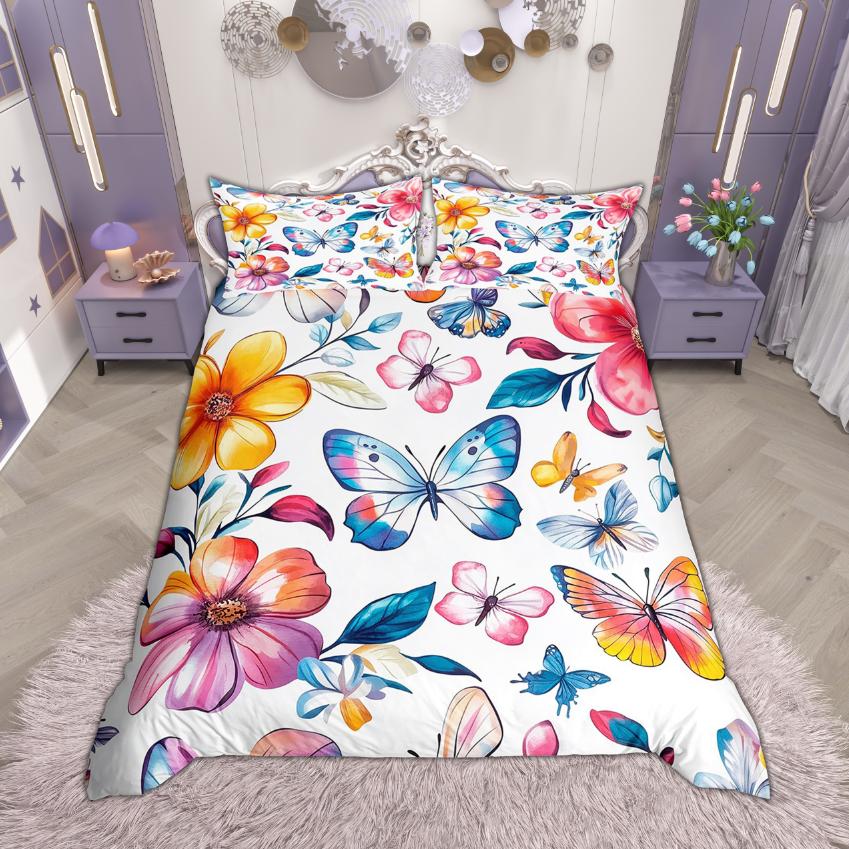Comforter Homewish Chic Butterfly For Girls Flower Floral Bedding Set Animal Wildlife Set