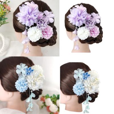 Flower Hairpins with Daisy Accessories for Women Girls Floral Japonism for Tsumami Headpieces Hair Jewelry