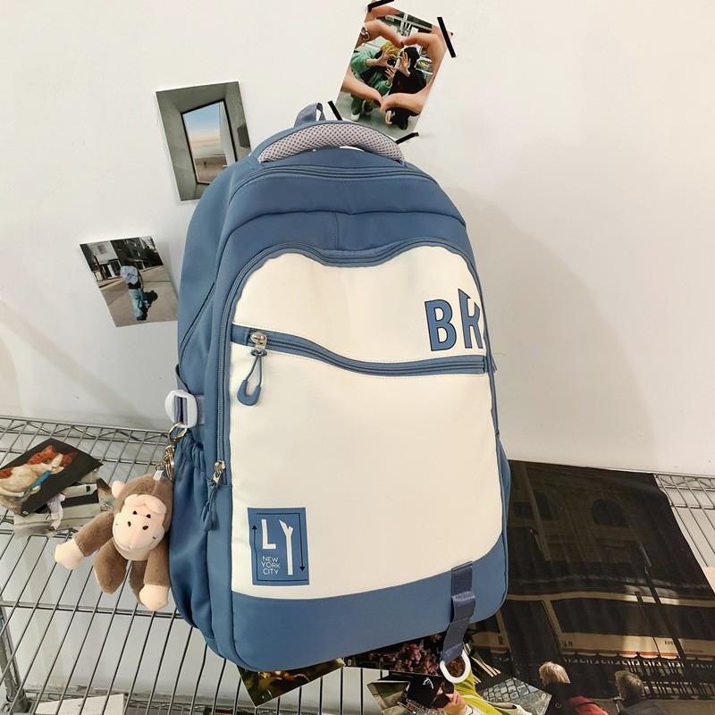 Letter Fashionable Pattern Students Large Capacity Backpack Pendant With