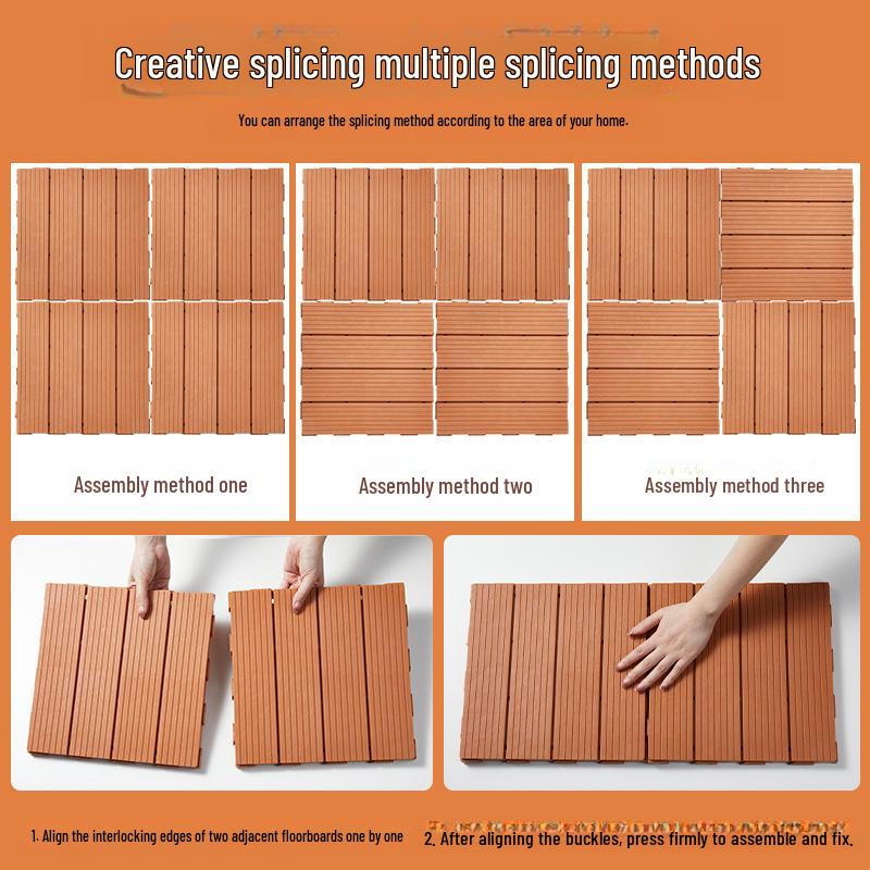 Outdoor Insect-Resistant Wear-Resistant Plastic Floor: Easy Assembly, Imitation Wood, Glue-Free, Nail-Free, Ideal for Courtyard Renovation.