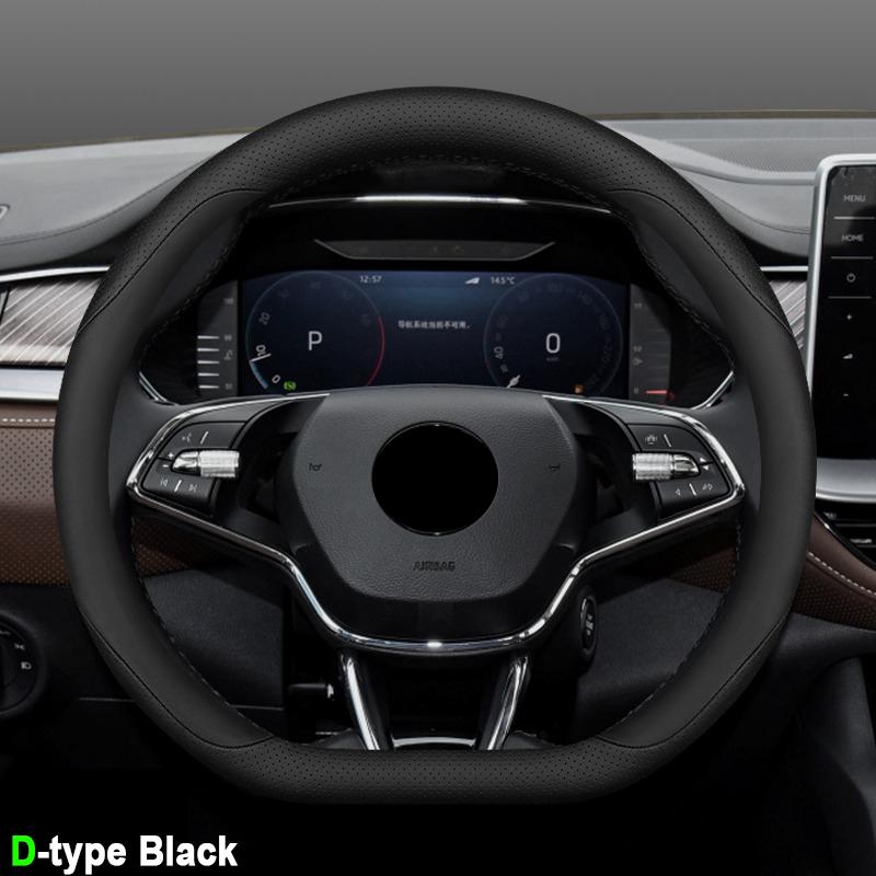 High Quality Leather Car Steering Wheel Cover Wrap for Skoda Octavia Rapid Superb Fabia Kodiaq Kamiq Anti-Slip Auto Accessories