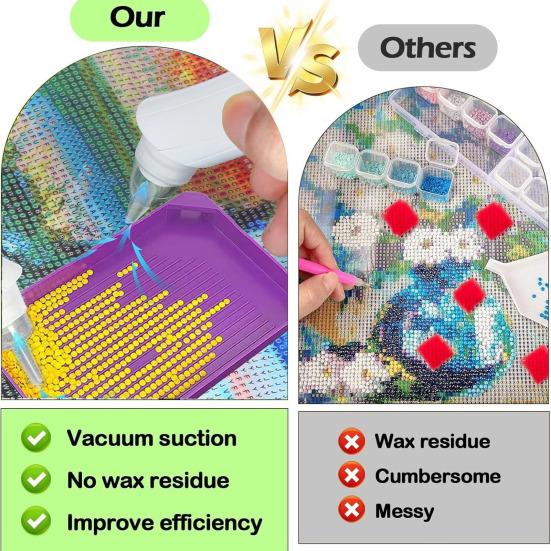 Electric Diamond Art Pen 3Suction Modes Wireless Pen with Vacuum Pump Wax-Free Diamond Art Tool with 3 Interchangeable Tips for DIY Diamond Art Crafts