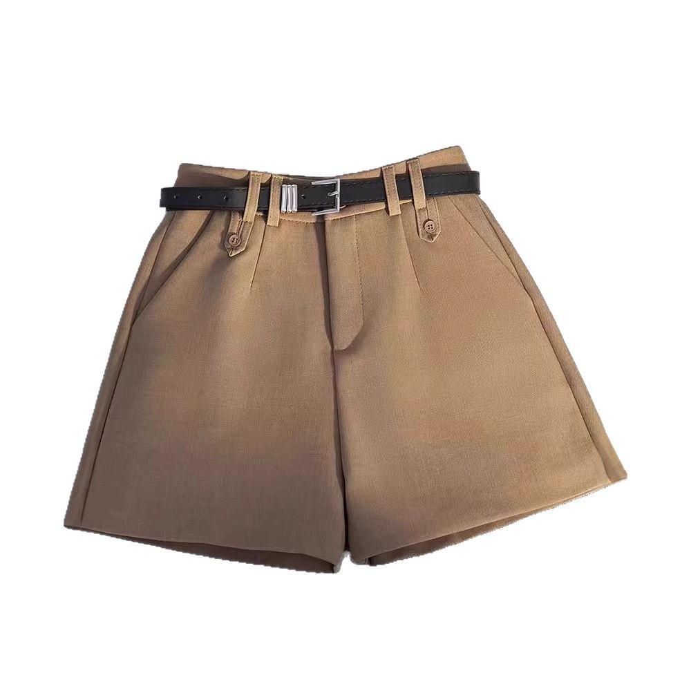 Women's Summer Grey High-Waisted A-Line Shorts 2025 - Loose Wide-Leg Casual Trousers