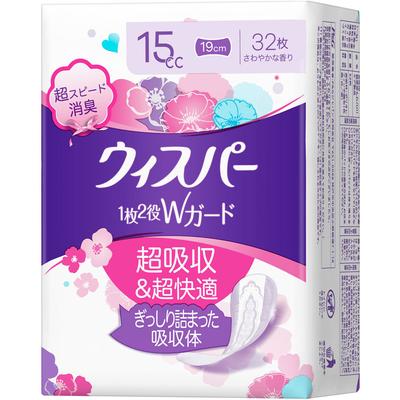 Whisper Cavity & Moisture Care Panty Liners 15cc 32pcs Light Incontinence Surface Material: Polyolefin Nonwoven Fabric / Water Absorbent: Co
