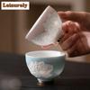 100ml Shadow Carving Butterfly Love Flower Teacup Handmade Tea Bowl Portable Travel Personal Meditation Cup Tea Set Master Cups