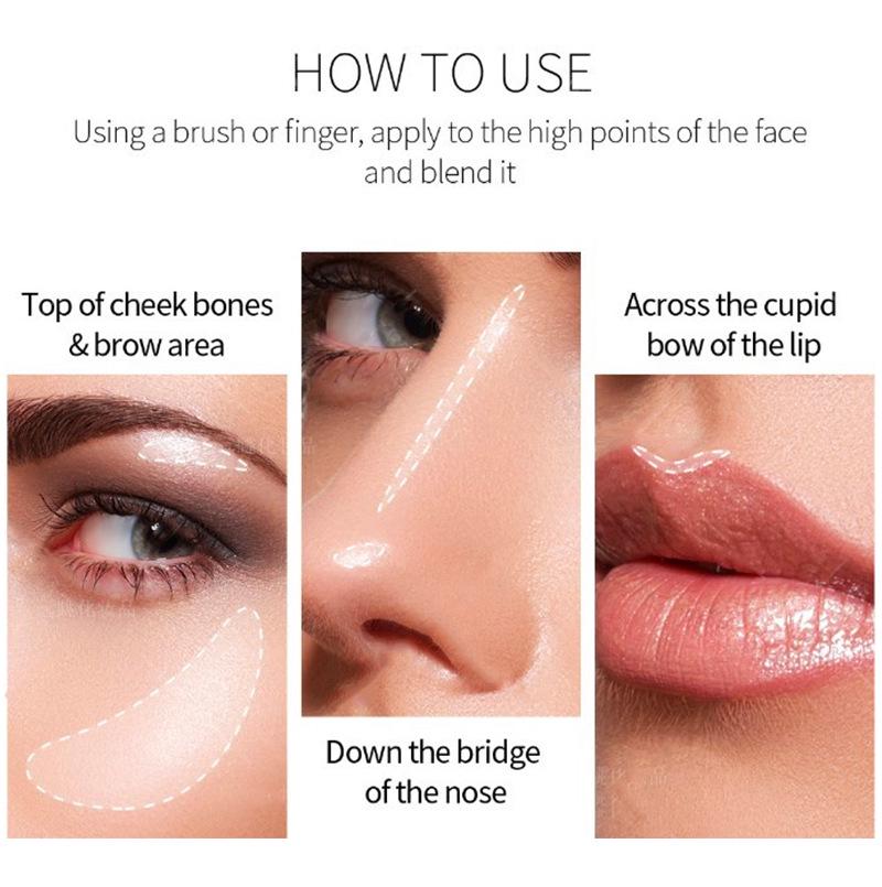Rose Diamond Highlighter Blush & Contour Palette: 3D Pearlescent Face & Eye Brightener