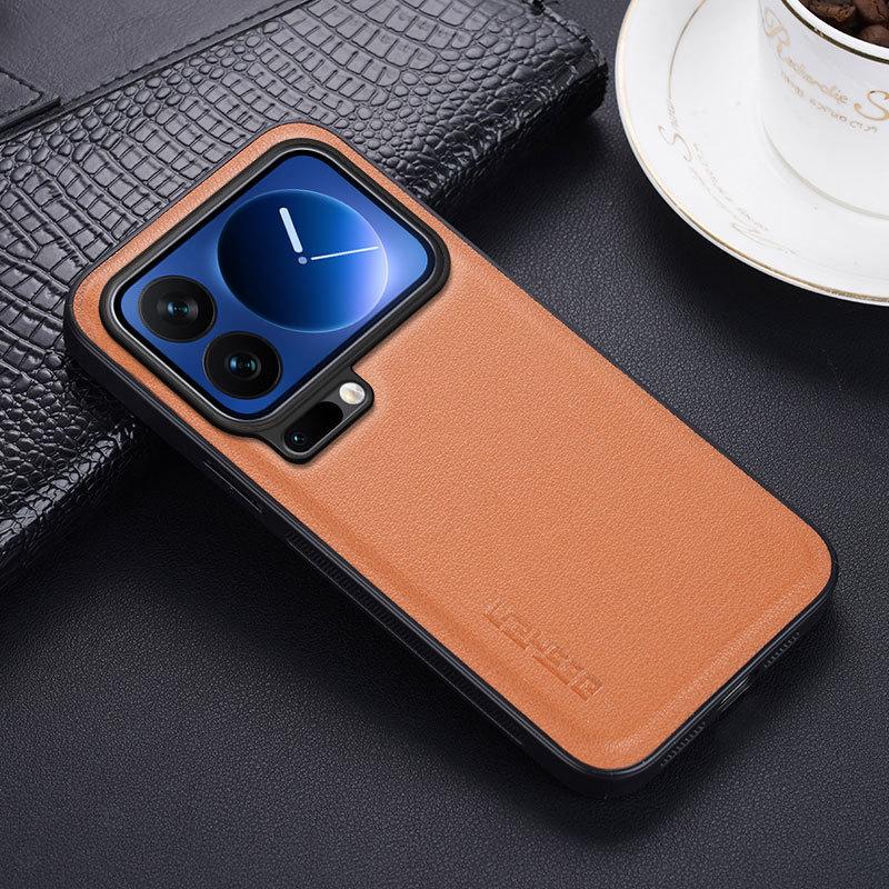 Xiaomi 17 Pro Max Leder-Textur Matt Handyhülle, Sturzfeste Schutzhülle