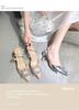 2023 Summer Rhinestone Stiletto Heels: Pointed Toe, Slip-on, Square Buckle, Closed-toe Sandals