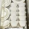 White French Embossed Ceramic Rice Bowl Set