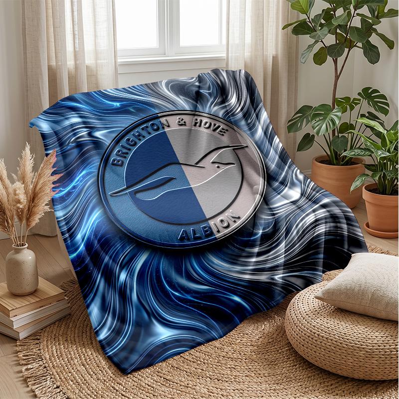Coperta in Flanella con Stampa Calcio Brighton & Hove Albion, Coperta Morbida Calda Leggera per Divano Letto Campeggio