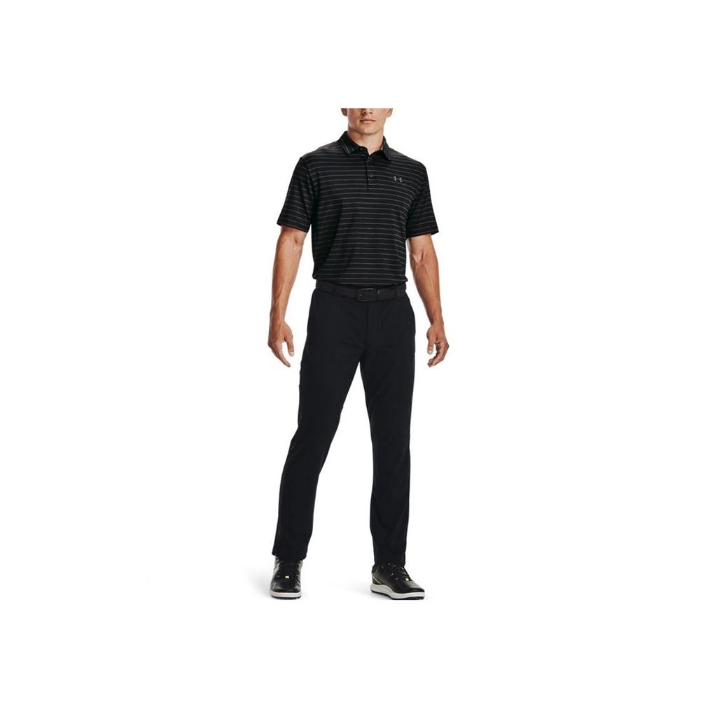 Under Armour Striped Golf Polo Shirt Men Tops Black 1351130-001
