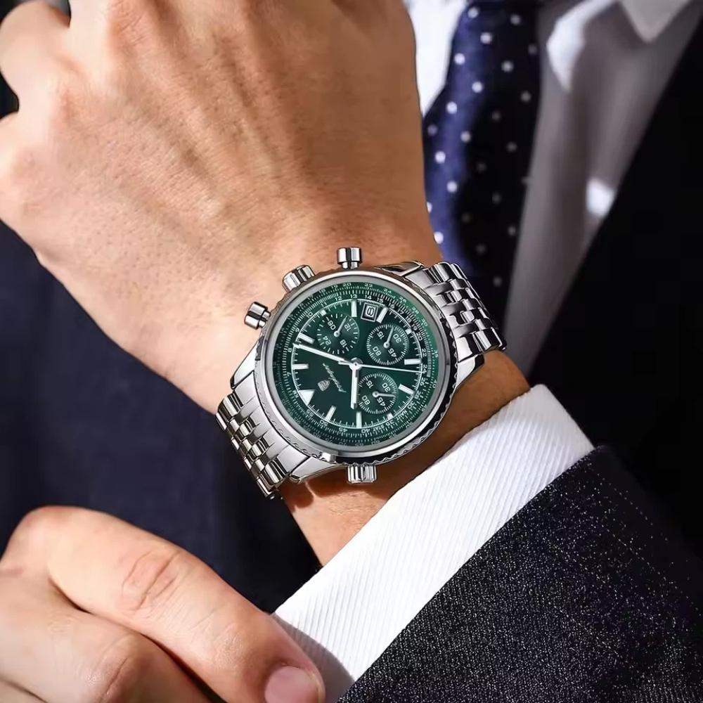 POEDAGAR Casual Man Clock Chronograph Date Waterproof Luminous Quartz Watches Stainless Steel Fashion Wristwatch Reloj