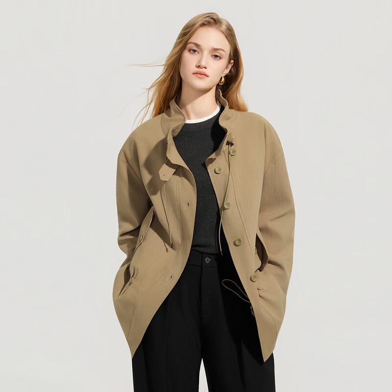 

Shetu Women s Stand Collar Long Sleeve Trench Coat S