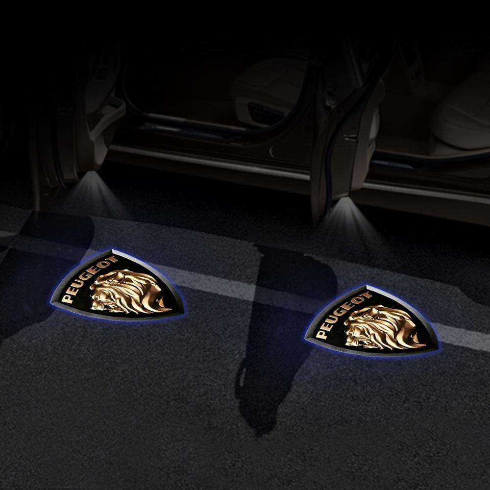 2PCS Original Car Door LED Welcome Light Auto Emblem Laser Projector Lamp Decor Accessories For Peugeot 407 CRZ 508 2010-2011