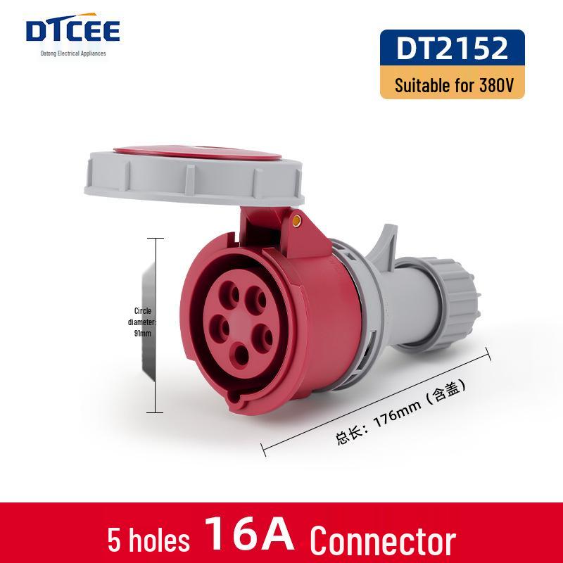 Second Gen IP67 Industrial Aviation Socket Connector 16A/32A, 3-Core/4-Core/5-Core, Non-Explosion-Proof