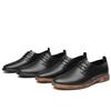 Men's Round Head Two-layer Cowhide Casual Single Shoes Front Lace-up Breathable Low-heeled Business Formal Men's Shoes