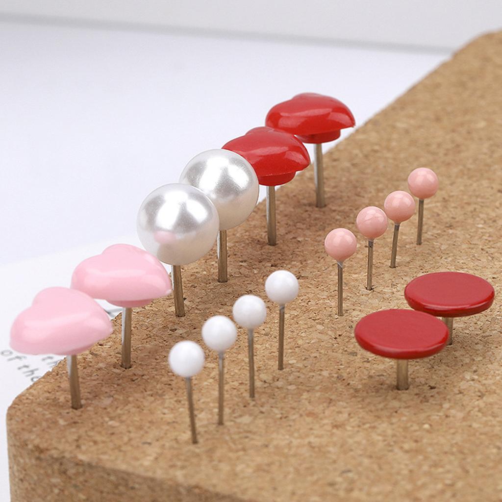 20-380Pcs Colorful Push Pins Thumb Tacks for Cork Board Wall Hangings Heart Push Pin Flat Push Pin Beads Head Map Pin
