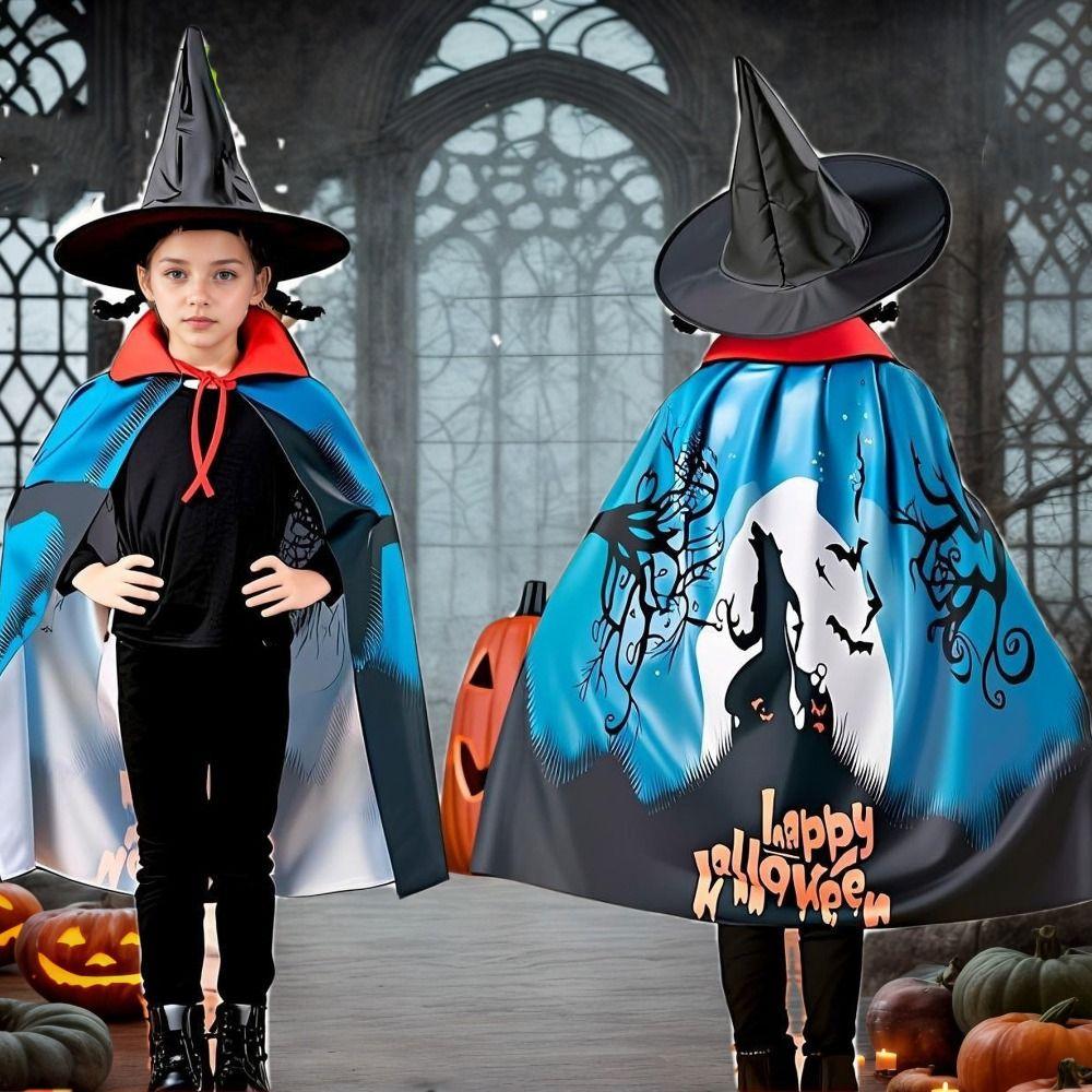Mystical Halloween Cloak Fantasy Wizard Cloak Funny Cosplay Costume Set Children