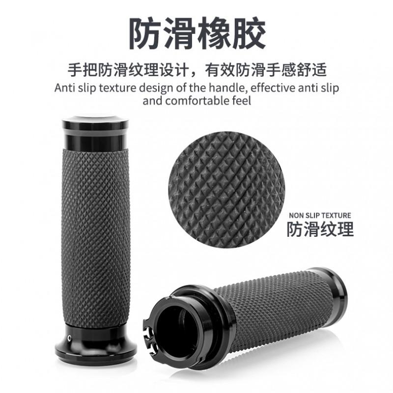 Universelle 25mm Motorrad Lenkergriffe Harley XL883 1200 Schwarz Chrom Aluminium Anti-Rutsch Wasserdicht
