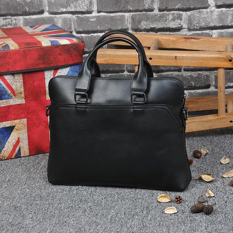 Vintage Maletín De Negocios Oficina Bolso Crazy Horse Leather Shoulder  Messenger Bag para 13 \